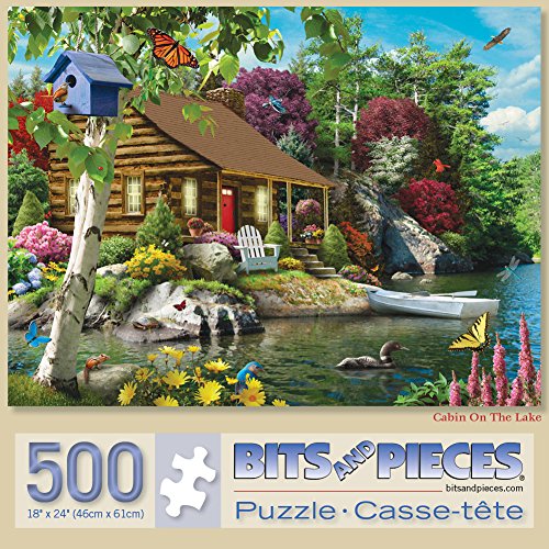Bits and Pieces 500-Piece Jigsaw Puzzle: 'Cabin on The Lake' by Alan Giana – 18x24 Inch Completed Size