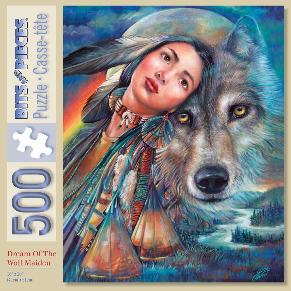 Bits and Pieces 500-Piece Jigsaw Puzzle: Dream of the Wolf Maiden by Gloria West, 18x24 Inches