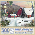 Bits and Pieces 500 Piece Jigsaw Puzzle – 'In the Still Light of Dawn' Winter Scene by Alan Giana, 18" x 24"