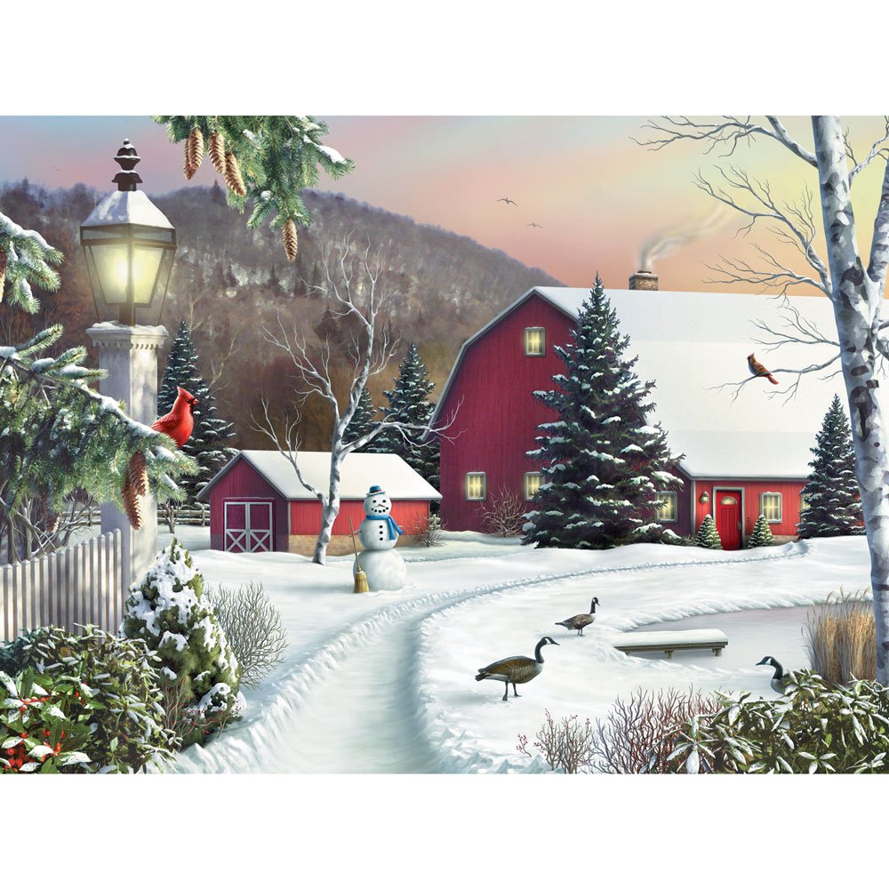 Bits and Pieces 500 Piece Jigsaw Puzzle – 'In the Still Light of Dawn' Winter Scene by Alan Giana, 18" x 24"