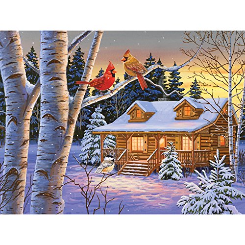 Bits and Pieces 500 Piece Jigsaw Puzzle – Rustic Retreat Snowy Winter Scene