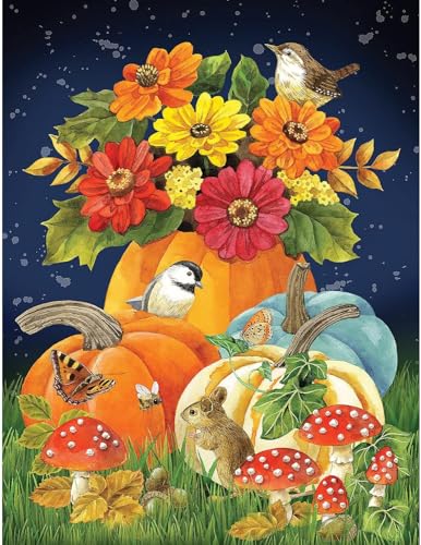 Bits and Pieces Autumn Charm 500-Piece Jigsaw Puzzle – Fall Pumpkins & Woodland Creatures by Jane Maday