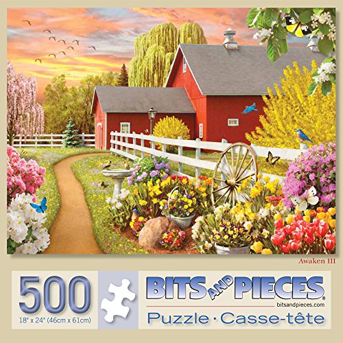 Bits and Pieces Awaken III 500 Piece Jigsaw Puzzle – Sun Rising Over Farm by Alan Giana