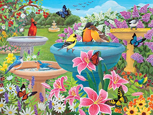 Bits and Pieces Birdbath Haven 500 Piece Jigsaw Puzzle – 18x24 Inch Finished Size