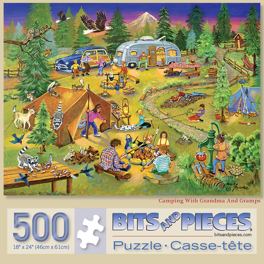 Bits and Pieces 'Camping with Grandma and Gramps' 500-Piece Jigsaw Puzzle – 18" x 24" Finished Size
