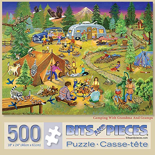 Bits and Pieces 'Camping with Grandma and Gramps' 500-Piece Jigsaw Puzzle – 18" x 24" Finished Size