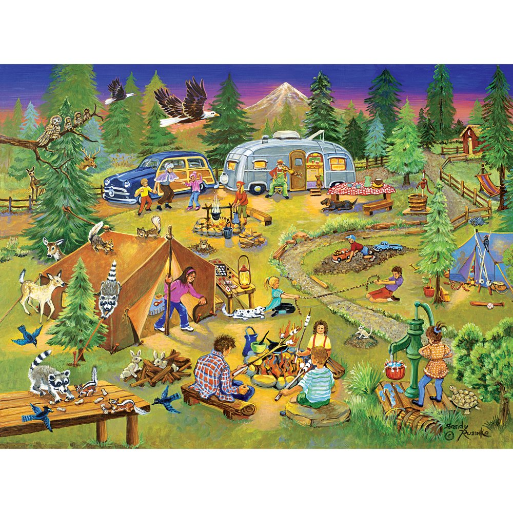 Bits and Pieces 'Camping with Grandma and Gramps' 500-Piece Jigsaw Puzzle – 18" x 24" Finished Size