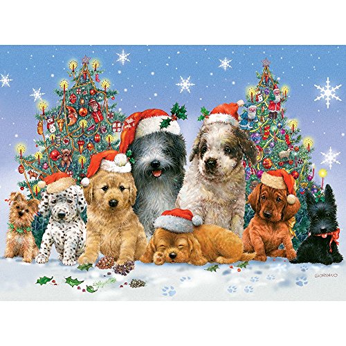 Bits and Pieces Canine Christmas 1000-Piece Jigsaw Puzzle – Giordano Studios Winter Dog Scene with Random-Cut Pieces