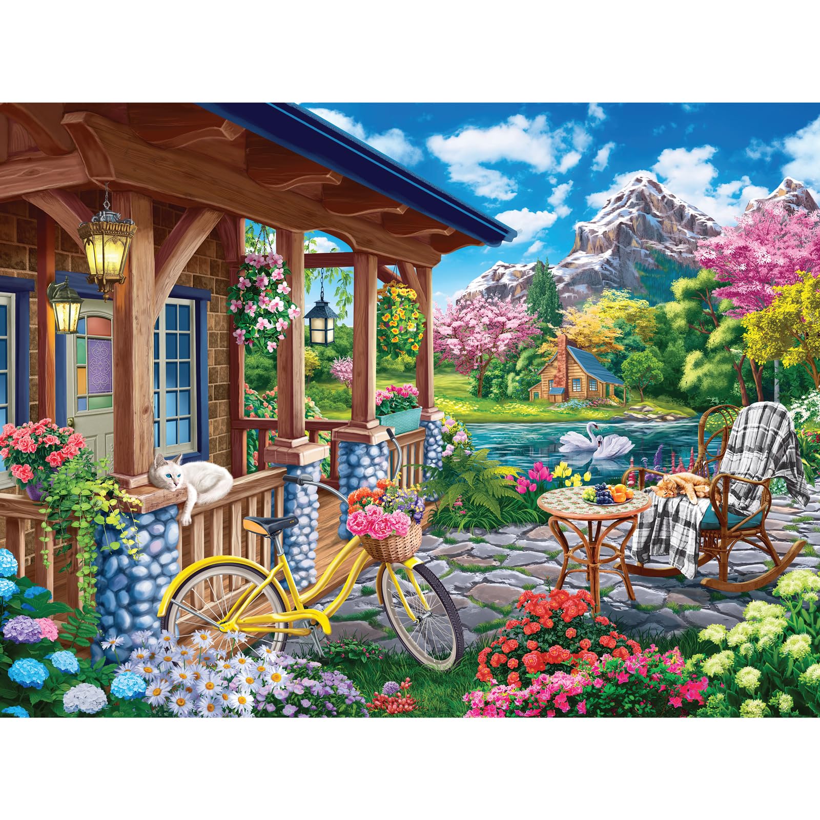 Bits and Pieces Colorful House Near The Lake Jigsaw Puzzle – 1000 or 300 Piece Scenic Landscape by Image World