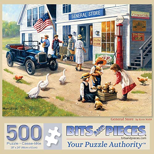 Bits and Pieces General Store Jigsaw Puzzle – 500 Piece, 18x24, Nostalgic Kevin Walsh Artwork
