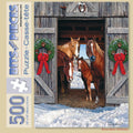 Bits and Pieces Horse Barn Christmas Jigsaw Puzzle – 500-Piece Winter Farm Scene by Russell Cobane