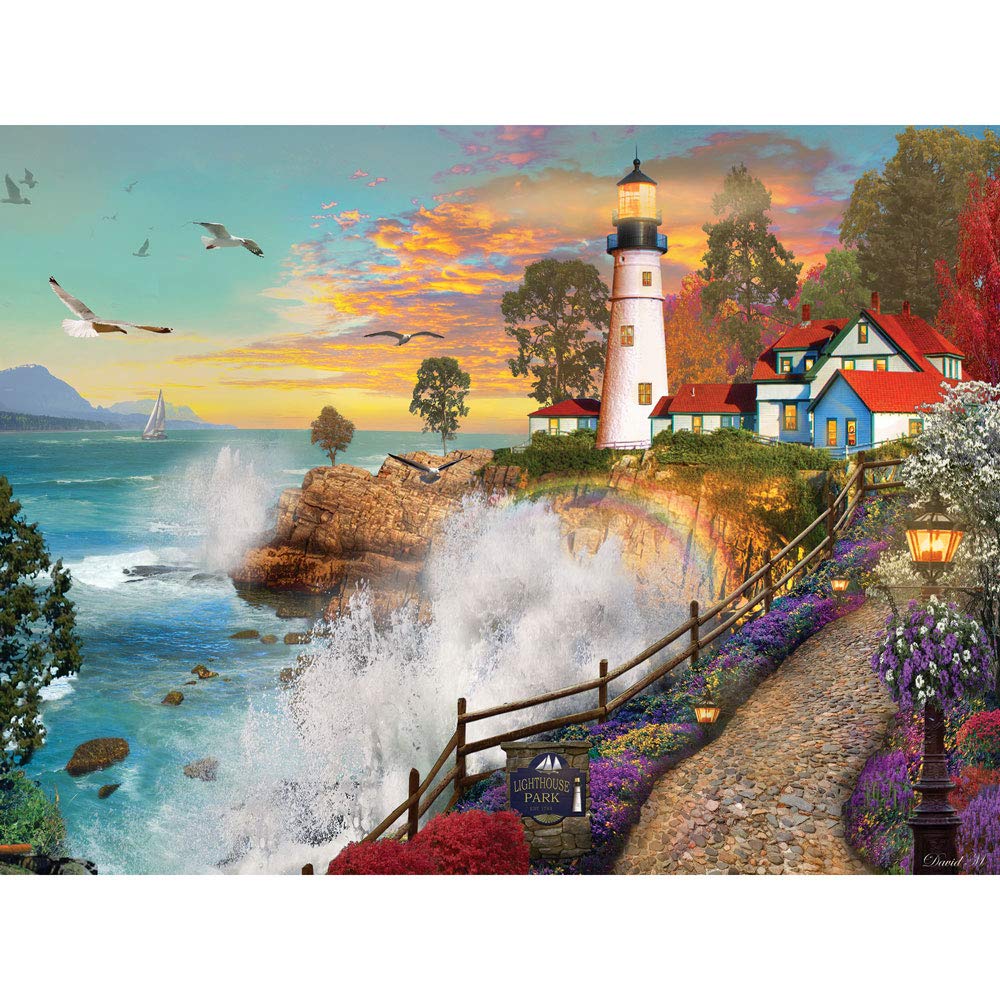 Bits and Pieces 'Lighthouse Park' 500-Piece Jigsaw Puzzle – Sunset Ocean Scene by David Maclean, 18" x 24"