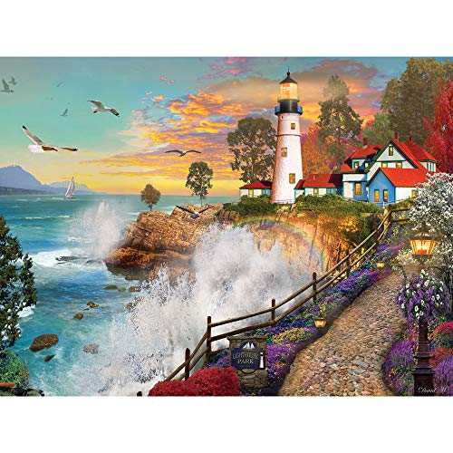 Bits and Pieces 'Lighthouse Park' 500-Piece Jigsaw Puzzle – Sunset Ocean Scene by David Maclean, 18" x 24"