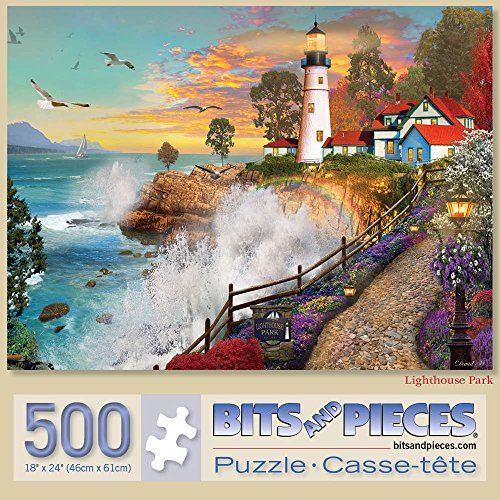 Bits and Pieces 'Lighthouse Park' 500-Piece Jigsaw Puzzle – Sunset Ocean Scene by David Maclean, 18" x 24"