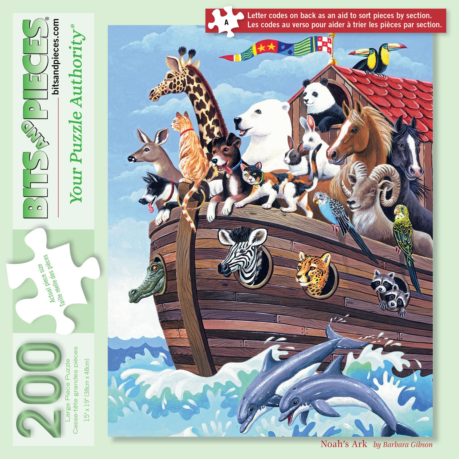 Bits and Pieces Noah's Ark 200-Piece Jigsaw Puzzle – Barbara Gibson Art, 15x19 Inch