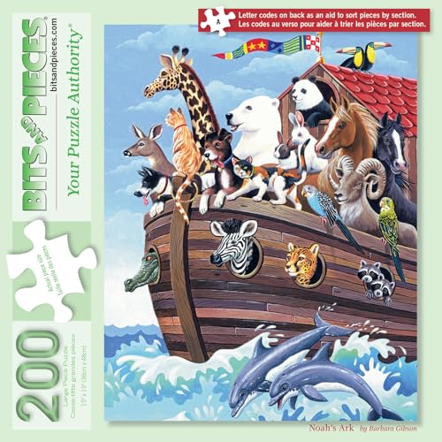 Bits and Pieces Noah's Ark 200-Piece Jigsaw Puzzle – Barbara Gibson Art, 15x19 Inch