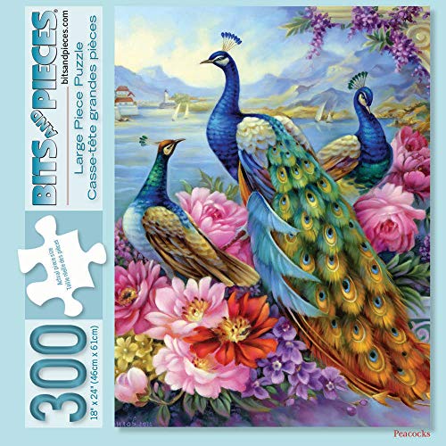Bits and Pieces Peacocks 300 Piece Jigsaw Puzzle – Large Adult Puzzle by Oleg Gavrilov, 18x24"