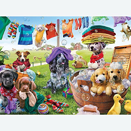 Bits and Pieces 'Puppies Playing' 300-Piece Jigsaw Puzzle – Adrian Chesterman Art, 18x24 Inches