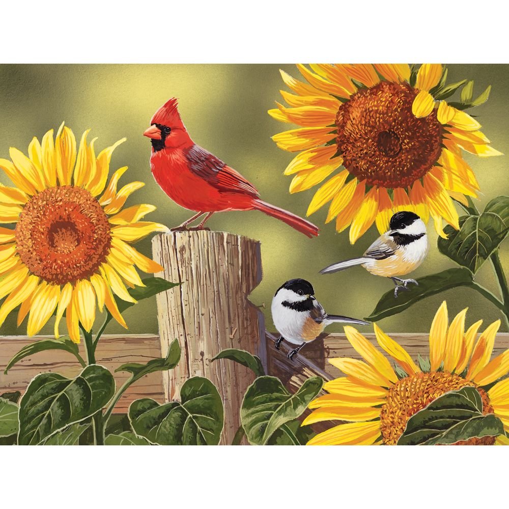 Bits and Pieces Sunflower and Songbirds Jigsaw Puzzle, 500 Pieces (18"x24")
