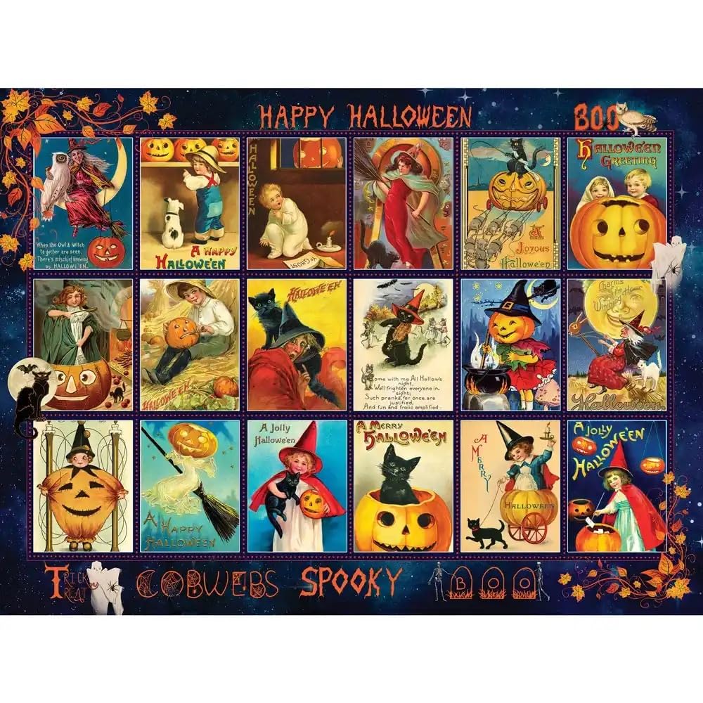 Bits and Pieces Vintage Halloween Jigsaw Puzzle 500 Pieces – Pumpkin Collage by Finchley Paper Arts