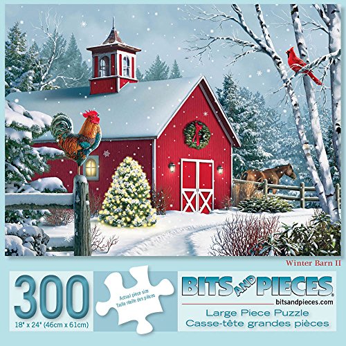 Bits and Pieces Winter Barn II 300-Piece Jigsaw Puzzle – 18"x24" | Alan Giana