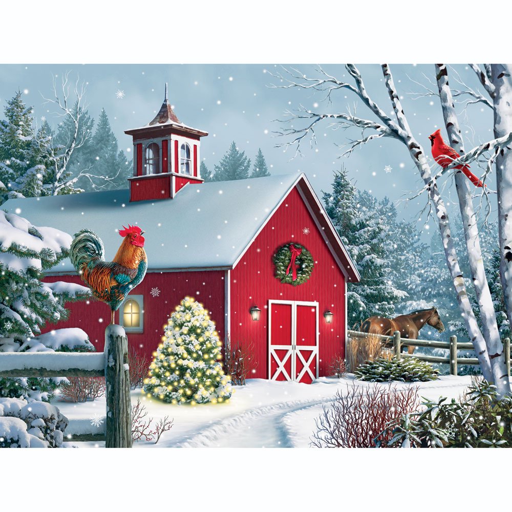 Bits and Pieces Winter Barn II 300-Piece Jigsaw Puzzle – 18"x24" | Alan Giana