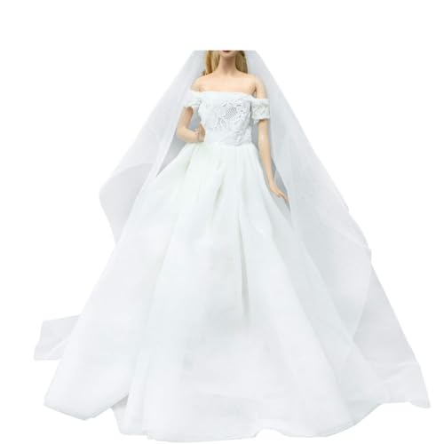 BJDBUS Doll Wedding Set – Bride & Groom Outfit for 11.5 Inch Dolls with Veil and Crown