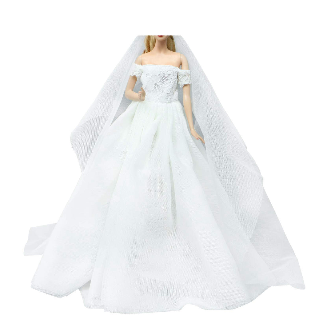 BJDBUS Doll Wedding Set – Bride & Groom Outfit for 11.5 Inch Dolls with Veil and Crown