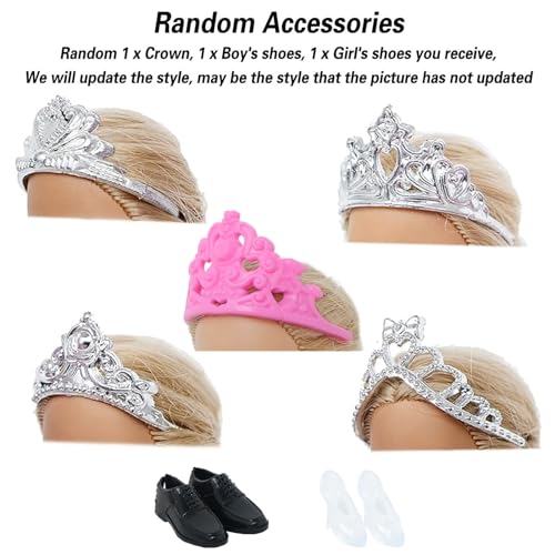 BJDBUS Doll Wedding Set – Bride & Groom Outfit for 11.5 Inch Dolls with Veil and Crown