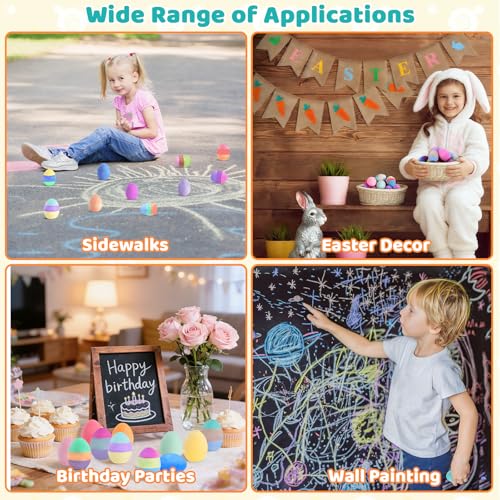Bkpvr 36-Pack Sidewalk Chalk Eggs – 18 Solid + 18 Mixed Colors, Non-Toxic & Washable for Kids Toddlers Easter Basket