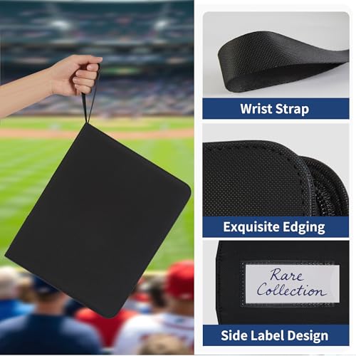 Black 9-Pocket Trading Card Binder - Holds 900 Cards, Zippered PU Leather Album for Pokemon, Sports & TCG