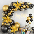 Black and Gold Balloon Arch Kit 128 Pieces - 18 12 10 5 Inch Latex Balloons with Stars for Birthday Anniversary Wedding Party Decor