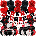 Black and Red Birthday Party Decorations Kit – Banner, Balloons, Pompoms by ZERODECO