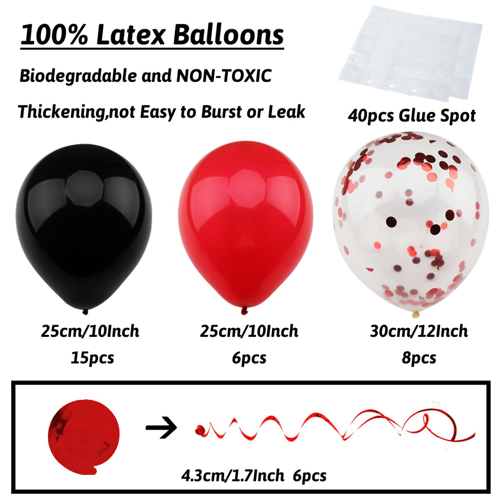 Black and Red Birthday Party Decorations Kit – Banner, Balloons, Pompoms by ZERODECO