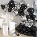 Black and Silver Balloon Garland Arch Kit – 135 Pieces Latex Balloons in Multiple Sizes for Graduation, Birthday & Party Decor