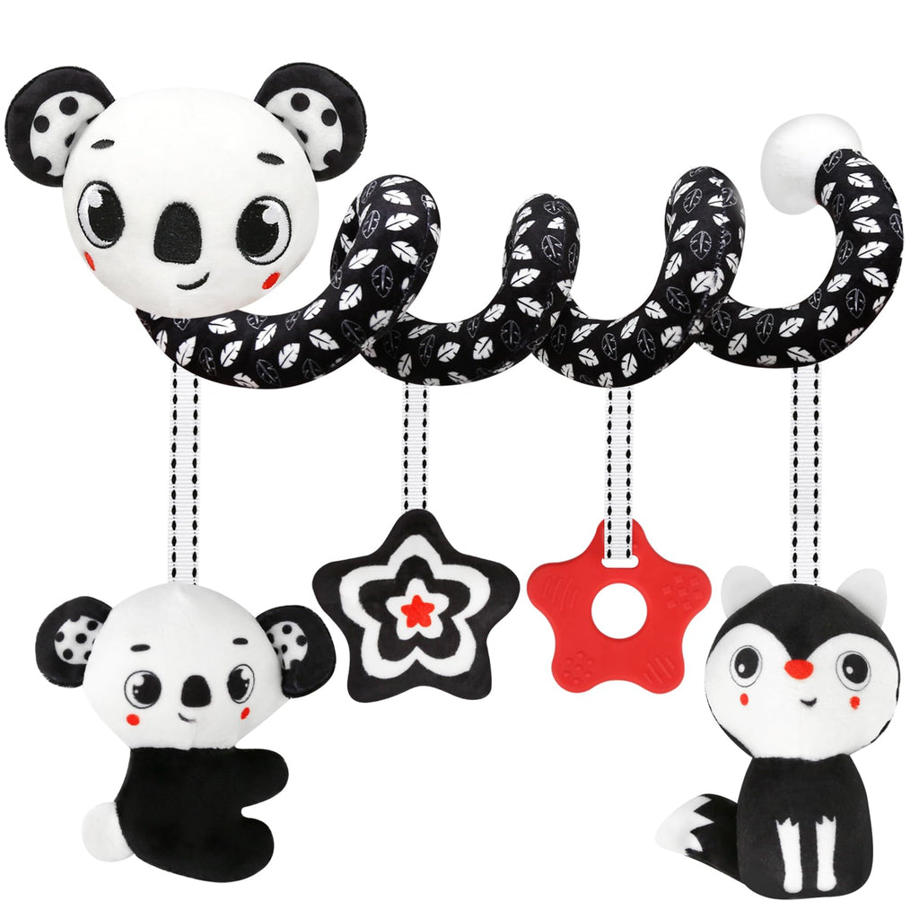 Black and White High Contrast Baby Toy Set for Car Seat, Stroller & Crib – Visual Stimulation and Sorting Play for Newborns up to 12 Months