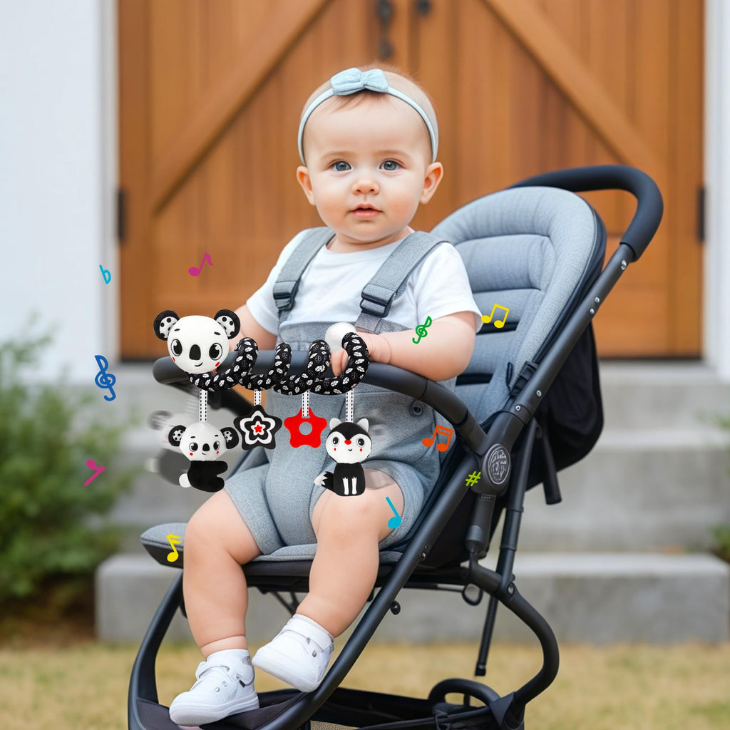 Black and White High Contrast Baby Toy Set for Car Seat, Stroller & Crib – Visual Stimulation and Sorting Play for Newborns up to 12 Months