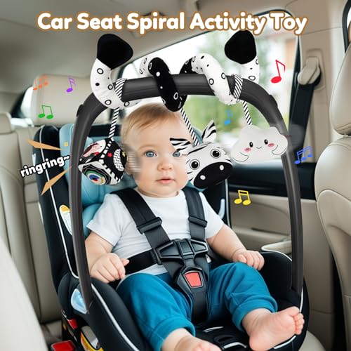 Black and White High Contrast Zebra Spiral Stroller Toy for Newborns - GKDOMS