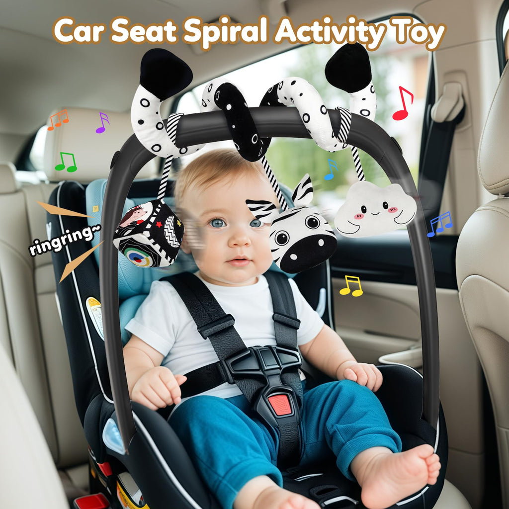 Black and White High Contrast Zebra Spiral Stroller Toy for Newborns - GKDOMS