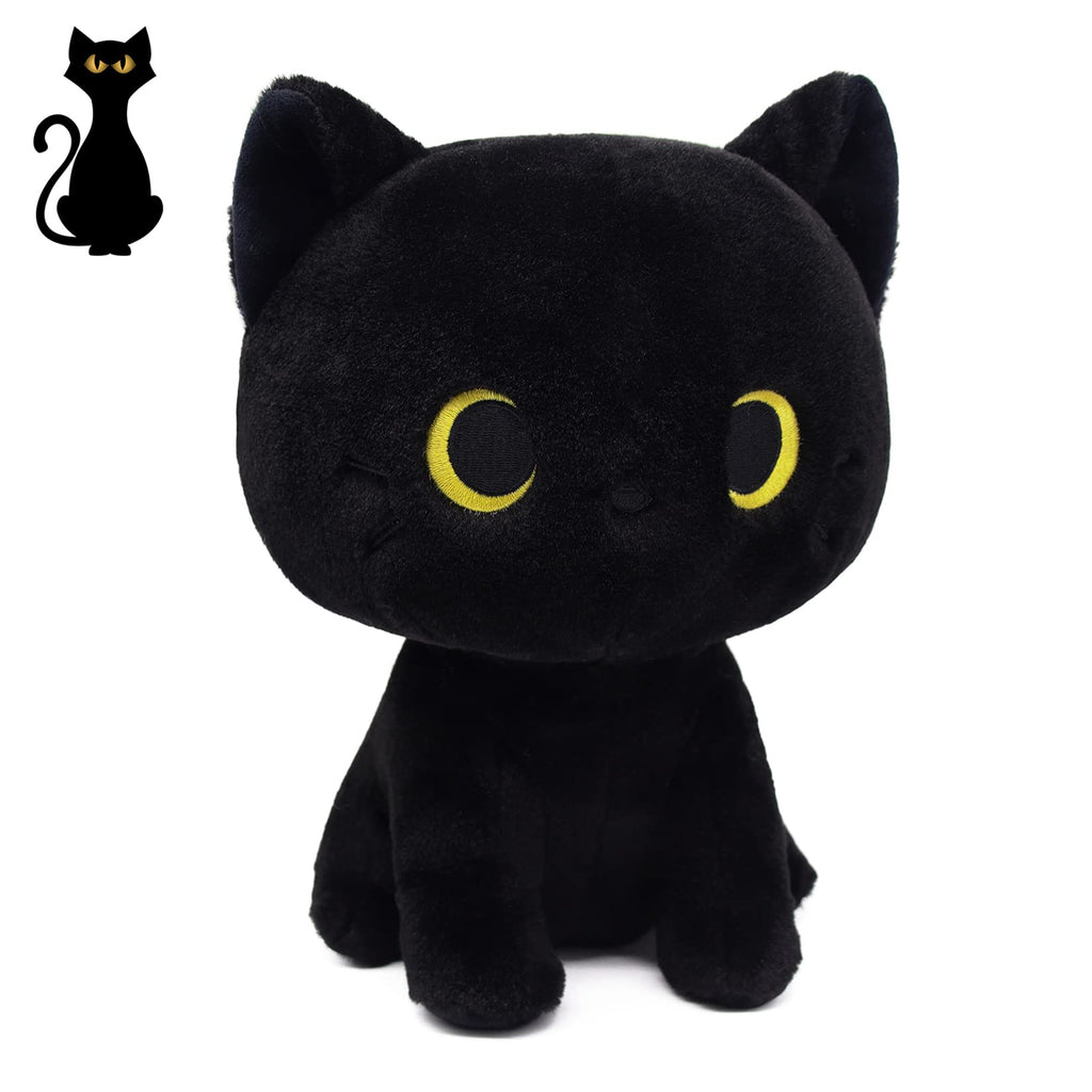 Black Cat Plush 8 Inch Kawaii Stuffed Animal – Soft Cuddle Pillow for Kids and Cat Lovers