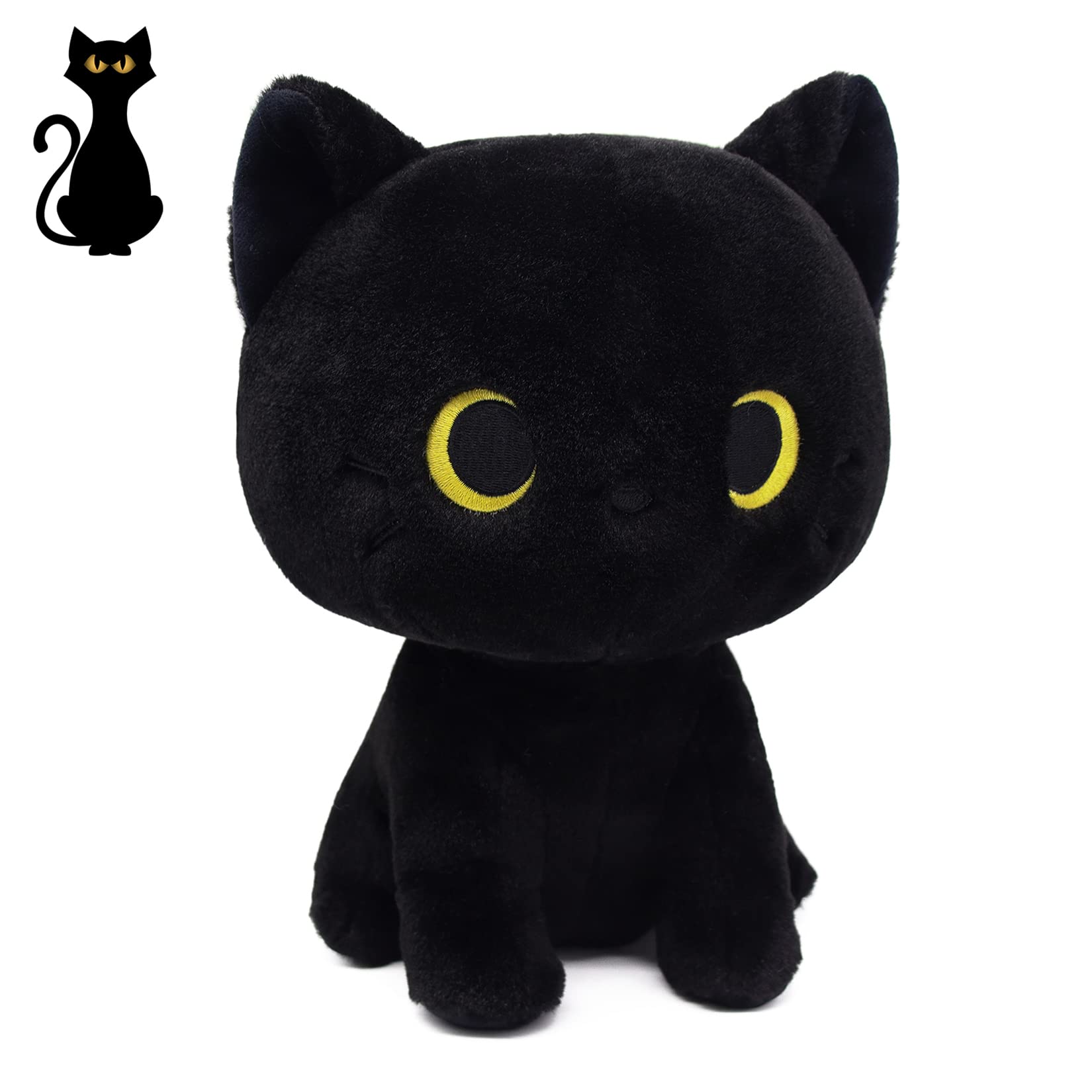 Black Cat Plush 8 Inch Kawaii Stuffed Animal – Soft Cuddle Pillow for Kids and Cat Lovers