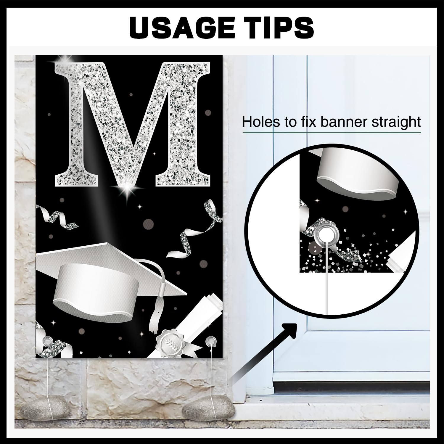 Black & Silver Prom 2026 Door Banner – Outdoor Graduation Decor by tineit