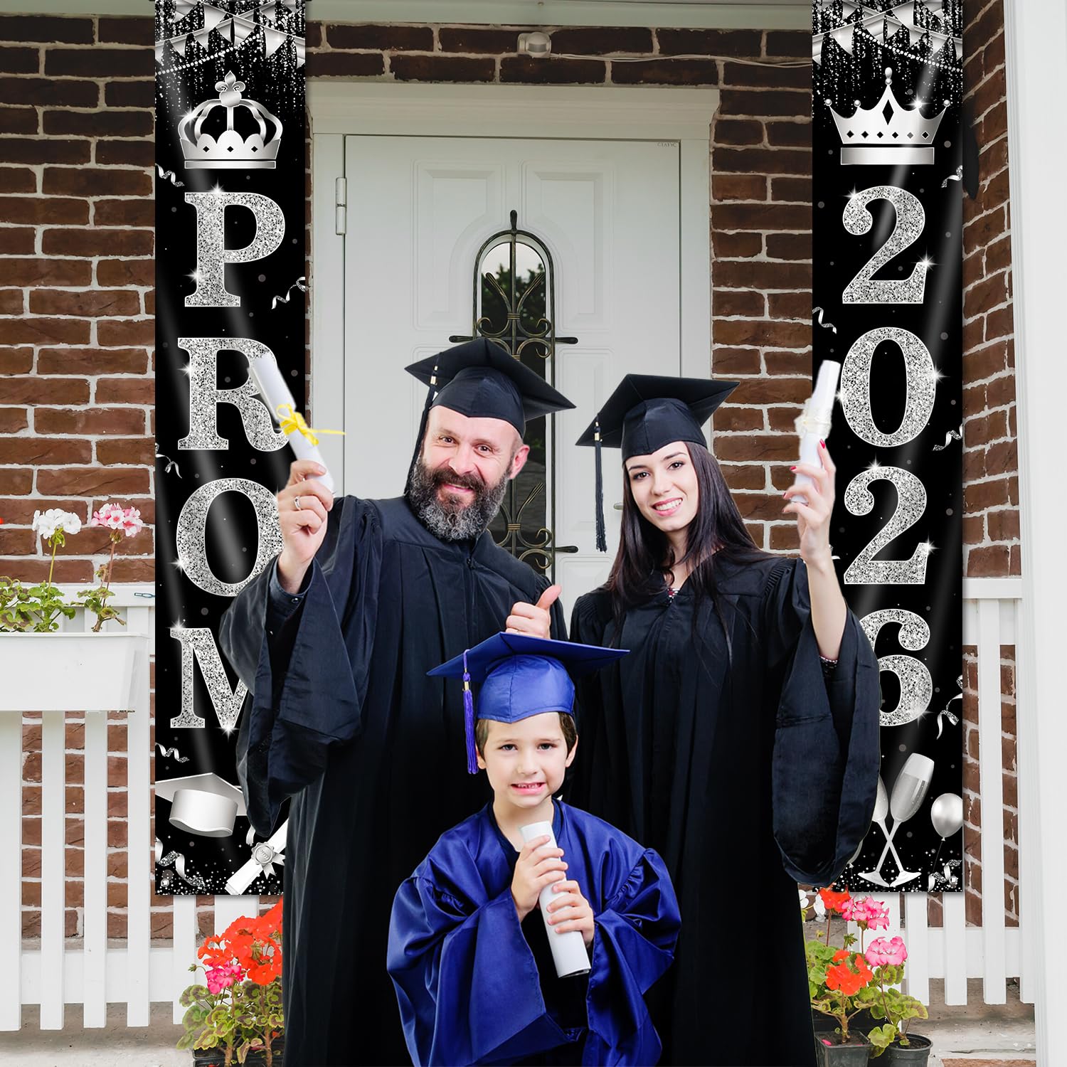 Black & Silver Prom 2026 Door Banner – Outdoor Graduation Decor by tineit