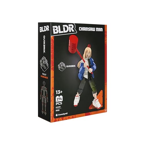 BLDR Chainsaw Man Power Building Set - 274-Piece Buildable Action Figure (10 Inches, 19 Points of Articulation)