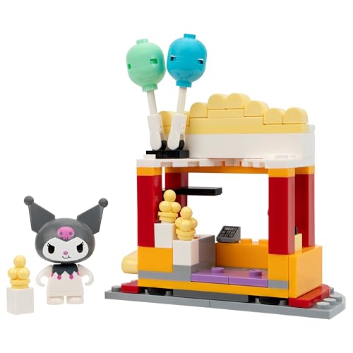 BLDR Hello Kitty and Friends Kuromi's Popcorn Stand Building Set – 117 Pieces with Poseable Kuromi & Chococat Figures, Ages 8+