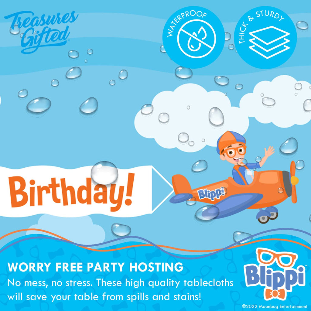 Blippi Tablecloth 54x108 inches – Treasures Gifted Licensed Plastic Party Table Cover