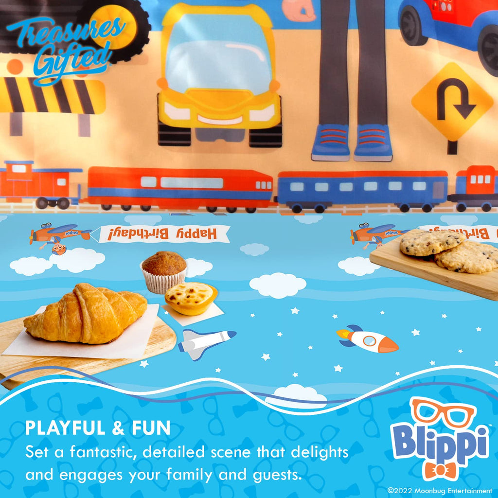 Blippi Tablecloth 54x108 inches – Treasures Gifted Licensed Plastic Party Table Cover