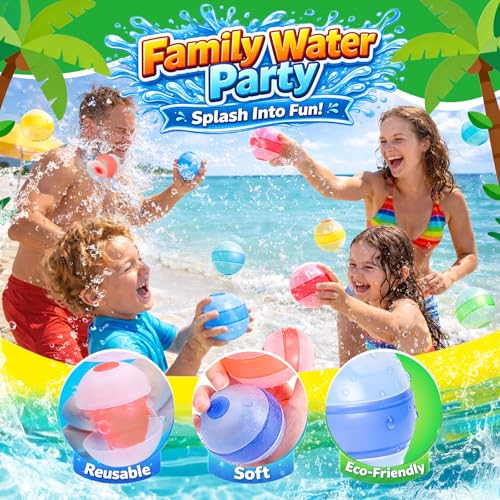 BlivEclat Reusable Water Balloons 6 Pack – Self-Sealing, No Magnets, Eco-Friendly Silicone Splash Balls