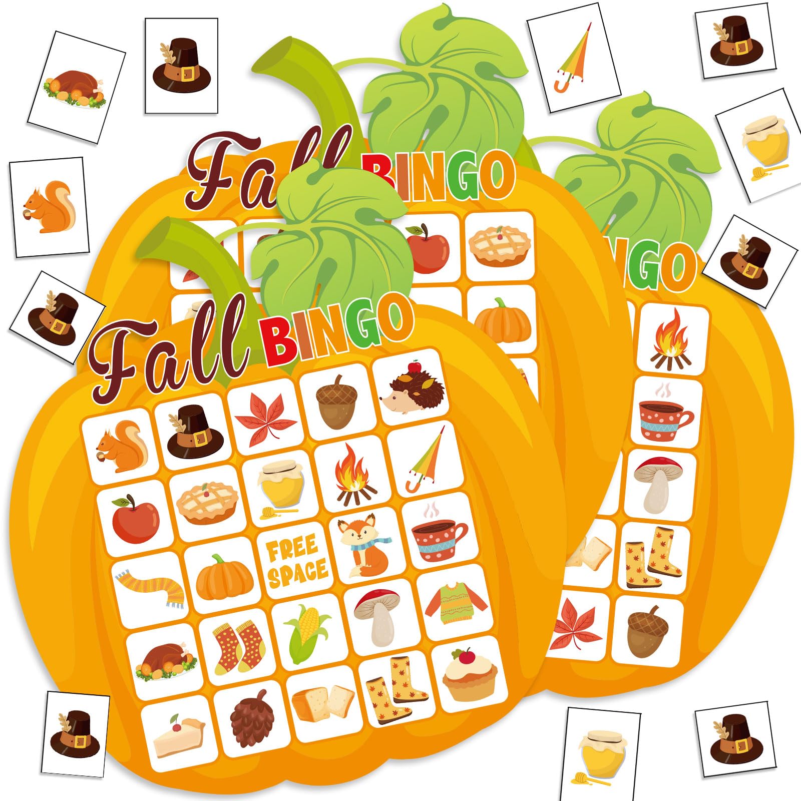 Blosssound Fall Bingo Game – 24 Pumpkin Bingo Cards for Autumn Parties, Classroom Activities, and Harvest Celebrations