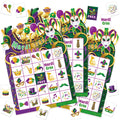 Blosssound Mardi Gras Bingo Set – 24 Player Carnival Bingo Cards with Calling Card and Chips
